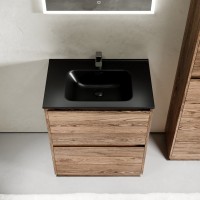 Тумба с раковиной Sancos Libra Floor 70 дуб чарльстон, черная раковина CN7007MB