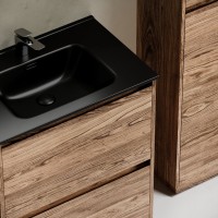 Тумба с раковиной Sancos Libra Floor 70 дуб чарльстон, черная раковина CN7007MB
