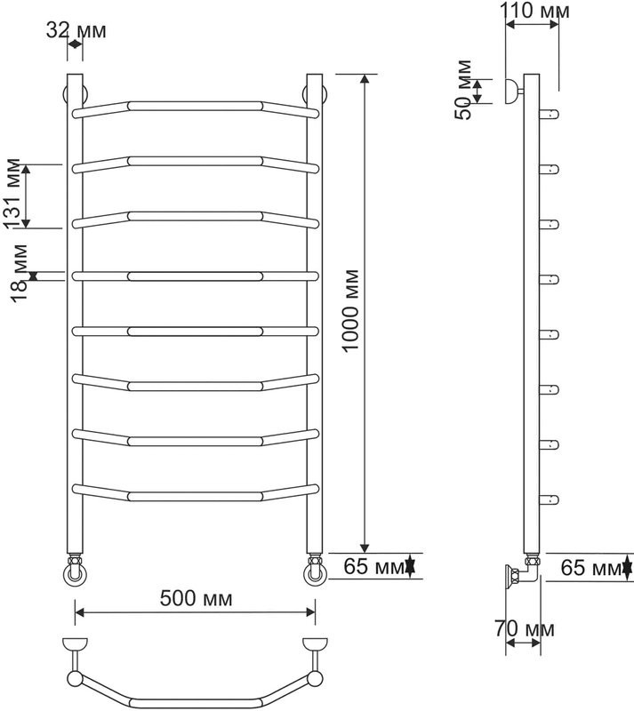 Полотенцесушитель водяной Secado Агата 1 105x55 см, бронза, лесенка, латунь