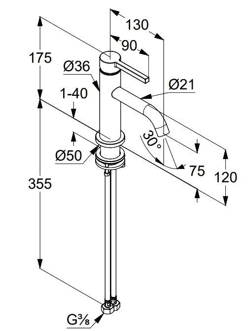 Смеситель для раковины Kludi Nova Fonte Pura 20028N215 оружейная сталь PVD