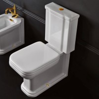 Унитаз-компакт напольный Kerasan Waldorf бачок 418101, белый, с микролифтом, петли золото