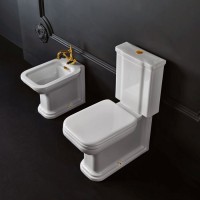 Унитаз-компакт напольный Kerasan Waldorf бачок 418101, белый, с микролифтом, петли золото