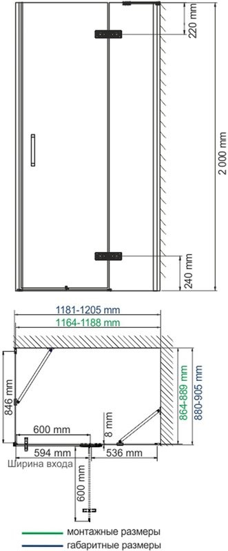 Душевой уголок Wasserkraft Aller Black 10H07RBLACK 120x90 см