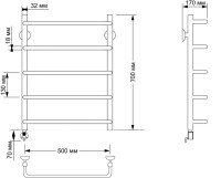 Полотенцесушитель электрический Secado Мерида 1 75x55 см, подключение справа, бронза, лесенка, латунь