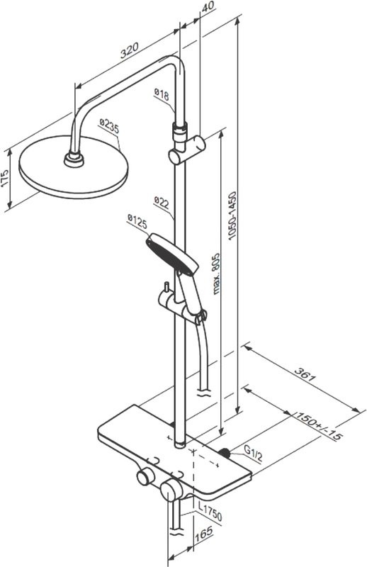 Душевая стойка Damixa Apollo 947730300 черная матовая