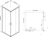 Душевой уголок Vincea Garda VSS-1G100CLB 100x100, профиль чёрный, стекло прозрачное