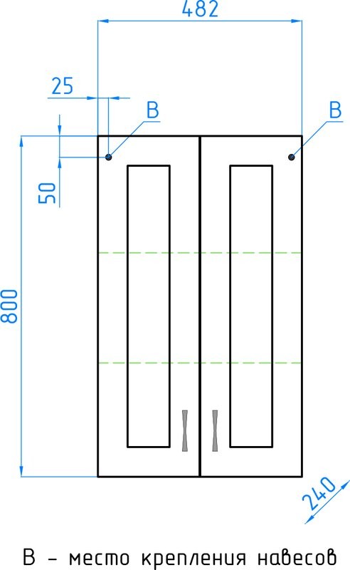 Шкаф Style Line Эко Стандарт 48 с зеркальными вставками, белый