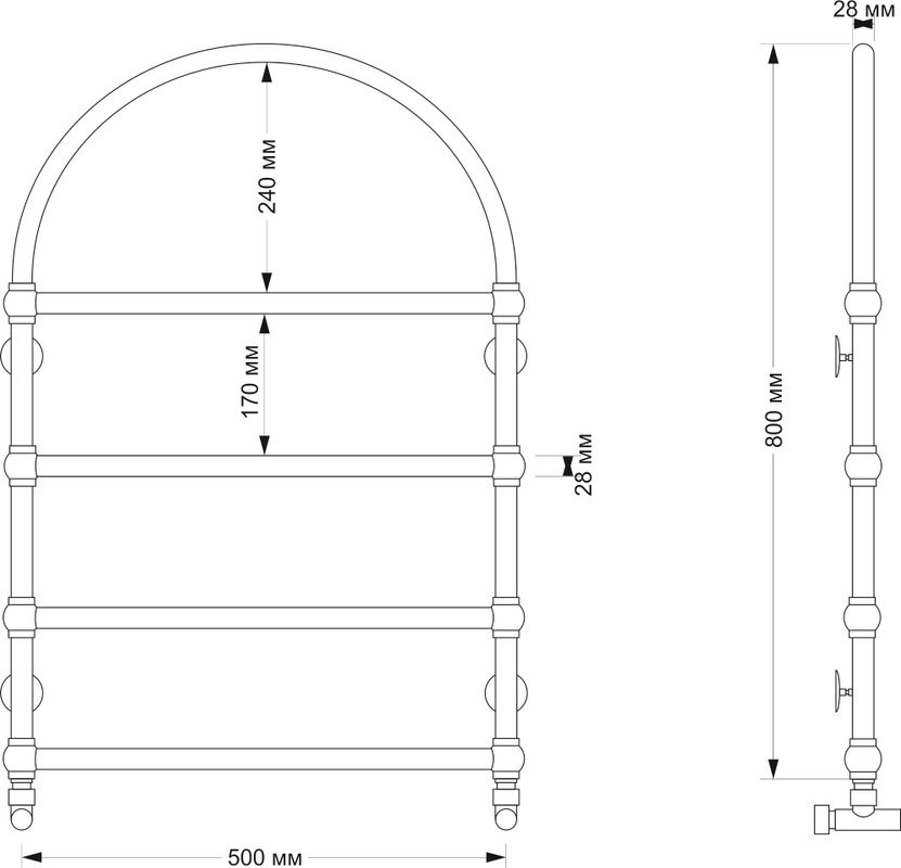 Полотенцесушитель водяной Secado Римини 4603777477240 85x55 см, бронза, лесенка, латунь