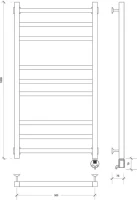 Полотенцесушитель электрический Secado Корато 3 105x55 см, подключение справа, матовый черный, лесенка