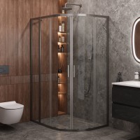 Душевой уголок Cezares Molveno RH 2 120+90 C GM IV 120х90 см, профиль оружейная сталь, стекло прозрачное
