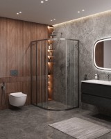 Душевой уголок Cezares Molveno RH 2 120+90 C GM IV 120х90 см, профиль оружейная сталь, стекло прозрачное