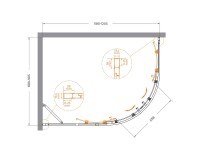 Душевой уголок Cezares Molveno RH 2 120+90 C GM IV 120х90 см, профиль оружейная сталь, стекло прозрачное