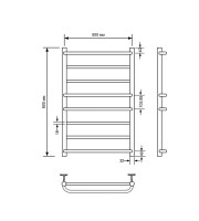 Полотенцесушитель электрический Comfysan Puro EC-8 80x55 см, скрытое подключение справа, слева, хром, лесенка, из стали, с полкой
