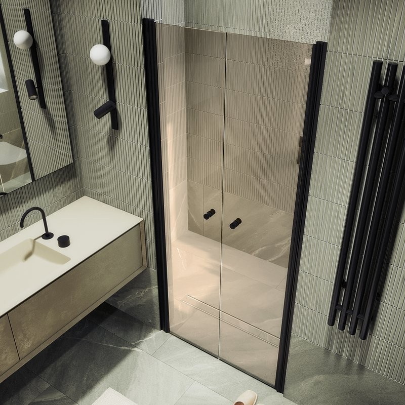 Душевая дверь в нишу Maybahglass MGD-427-6 120 см, профиль матовый черный, стекло бронза