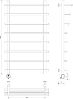 Полотенцесушитель электрический Secado Турин 6 105x55 см, подключение слева, глянцевый хром, лесенка, с полкой