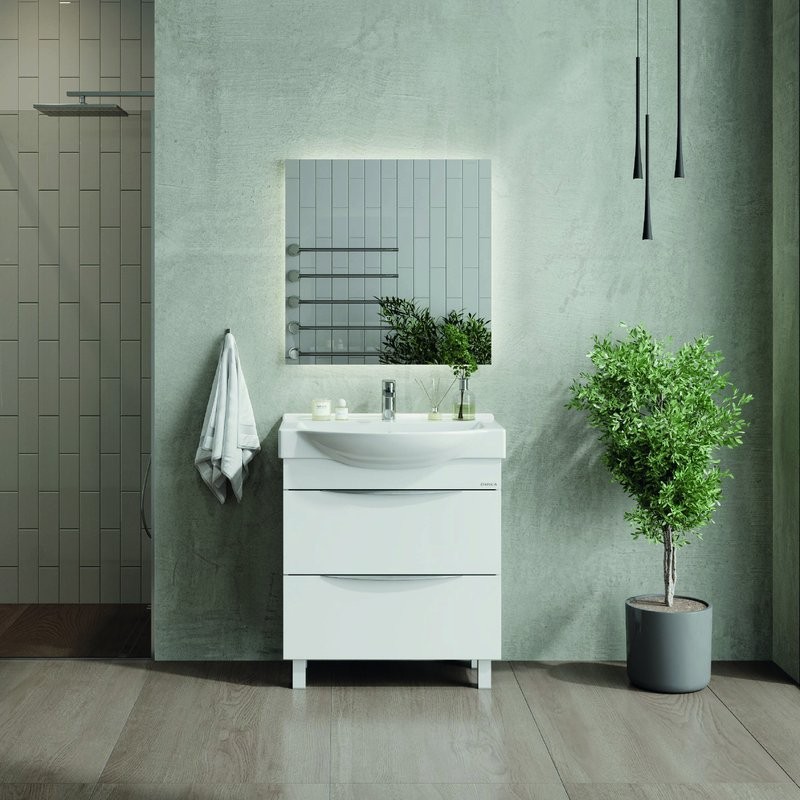 Тумба под раковину без столешницы Onika Навиа 65 напольная, глянцевая белая