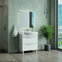 Тумба под раковину без столешницы Onika Навиа 65 напольная, глянцевая белая