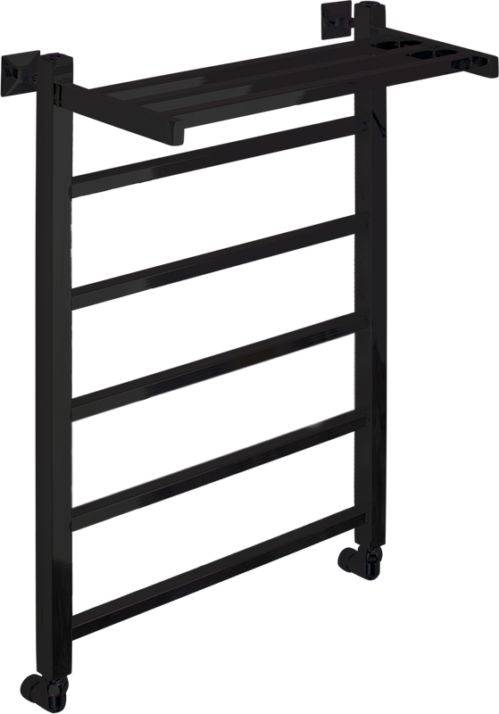 Полотенцесушитель водяной Comfysan Marte-K W-6 80х50 80x55 см, черный матовый, лесенка, с полкой