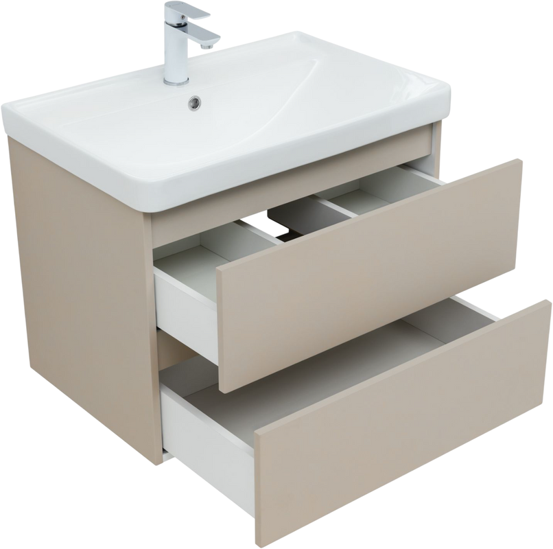 Тумба с раковиной Aquanet Вега 2.0 70 подвесная, бежевая матовая