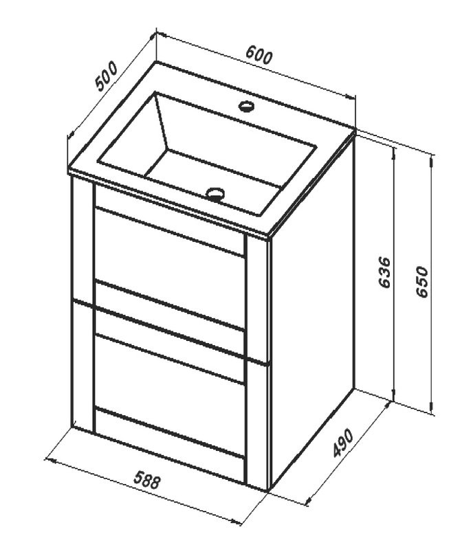 Тумба с раковиной Aquanet Терра 60 подвесная, маренго