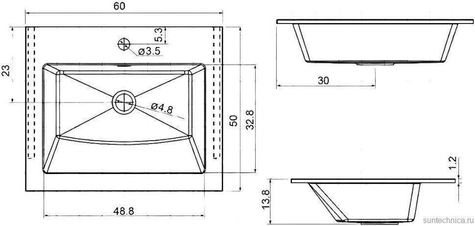Тумба с раковиной Aquanet Терра 60 подвесная, маренго