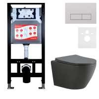 Комплект Унитаз подвесной Esbano Amapola ESUPAMAPGM матовый серый + Инсталляция Fram + Кнопка ESINMTP21ST