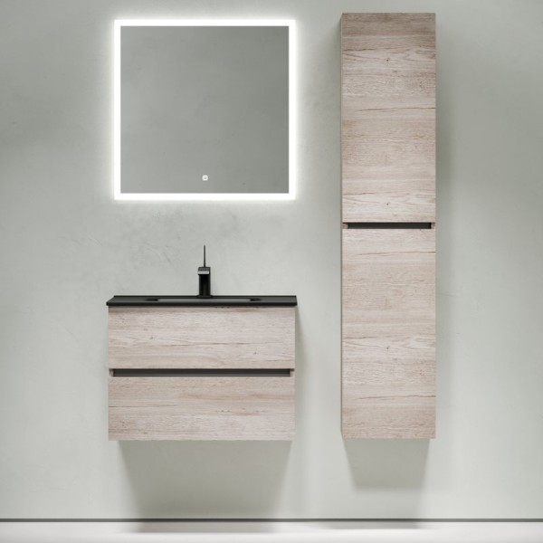 Мебель для ванной комнаты Sancos Urban 70 дуб галифакс натуральный, раковина черная