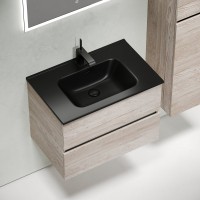 Мебель для ванной комнаты Sancos Urban 70 дуб галифакс натуральный, раковина черная