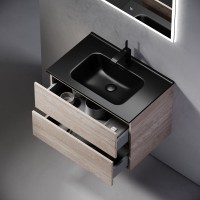Мебель для ванной комнаты Sancos Urban 70 дуб галифакс натуральный, раковина черная