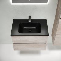 Мебель для ванной комнаты Sancos Urban 70 дуб галифакс натуральный, раковина черная