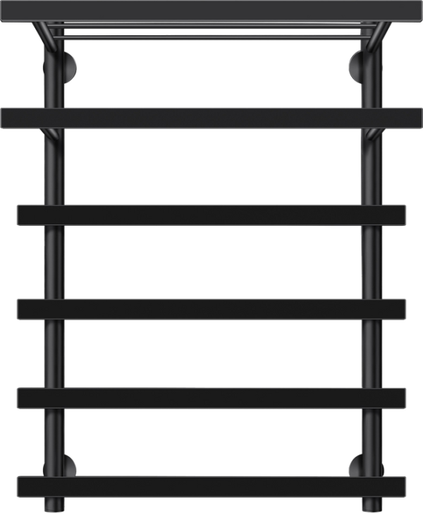 Полотенцесушитель водяной Secado Понтида 7 СП 80x60 см, матовый черный, лесенка, с полкой