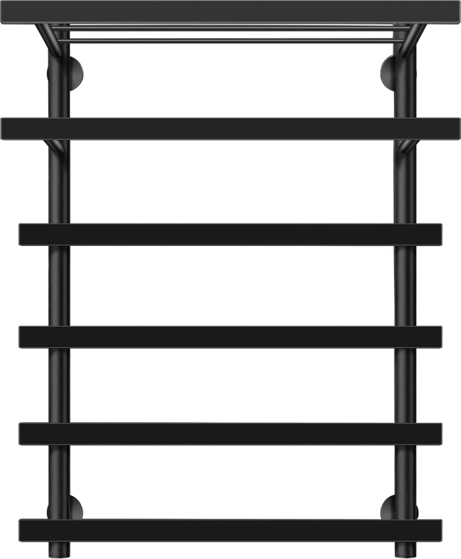 Полотенцесушитель водяной Secado Понтида 7 СП 80x60 см, матовый черный, лесенка, с полкой
