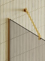 Душевая перегородка Maybahglass MGD-1459-3у 99 см, профиль золото, стекло бронза