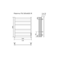 Полотенцесушитель Azario PALERMO 500/600 электрический БЕЛЫЙ R 6 пер.