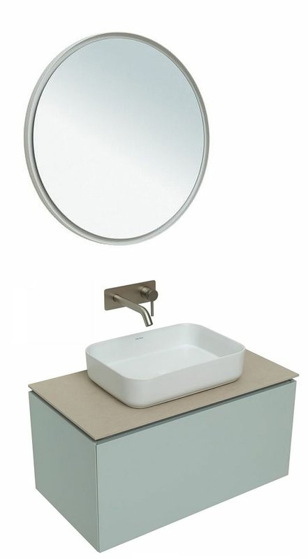 Мебель для ванной комнаты Allen Brau Infinity 85 1+1, подвесная, папирус матовый, столешница бежевая