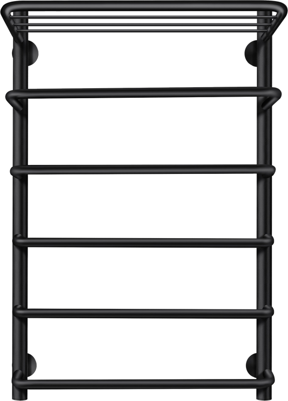 Полотенцесушитель электрический Secado Мерида 2 СП 80x50 см, подключение слева, матовый черный, лесенка, с полкой