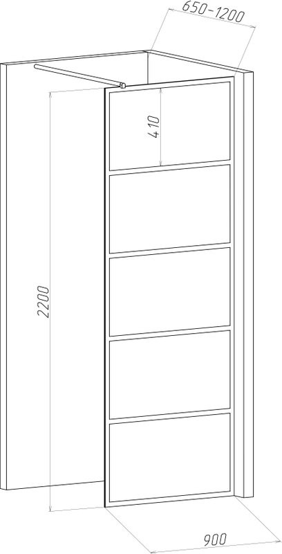 Душевая перегородка STWORKI Кронборг LOFT-GW- 90х220 90 см, профиль черный матовый