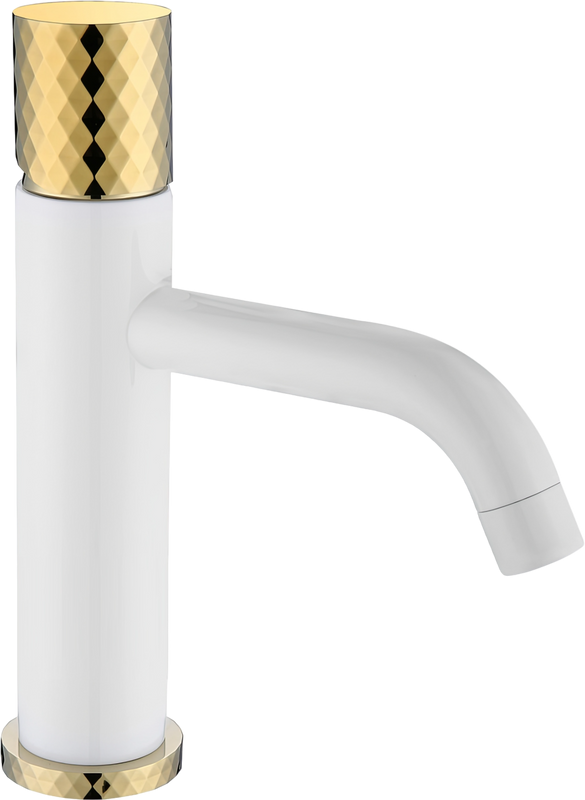 Смеситель для раковины Boheme Stick 121-WG white diamond gold
