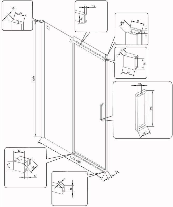 Душевая дверь в нишу Veconi Vianno VN-71 120 см,  профиль хром