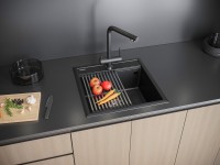 Мойка кухонная Paulmark Stepia + Step PM115051-BLM+R375-BS черный металлик
