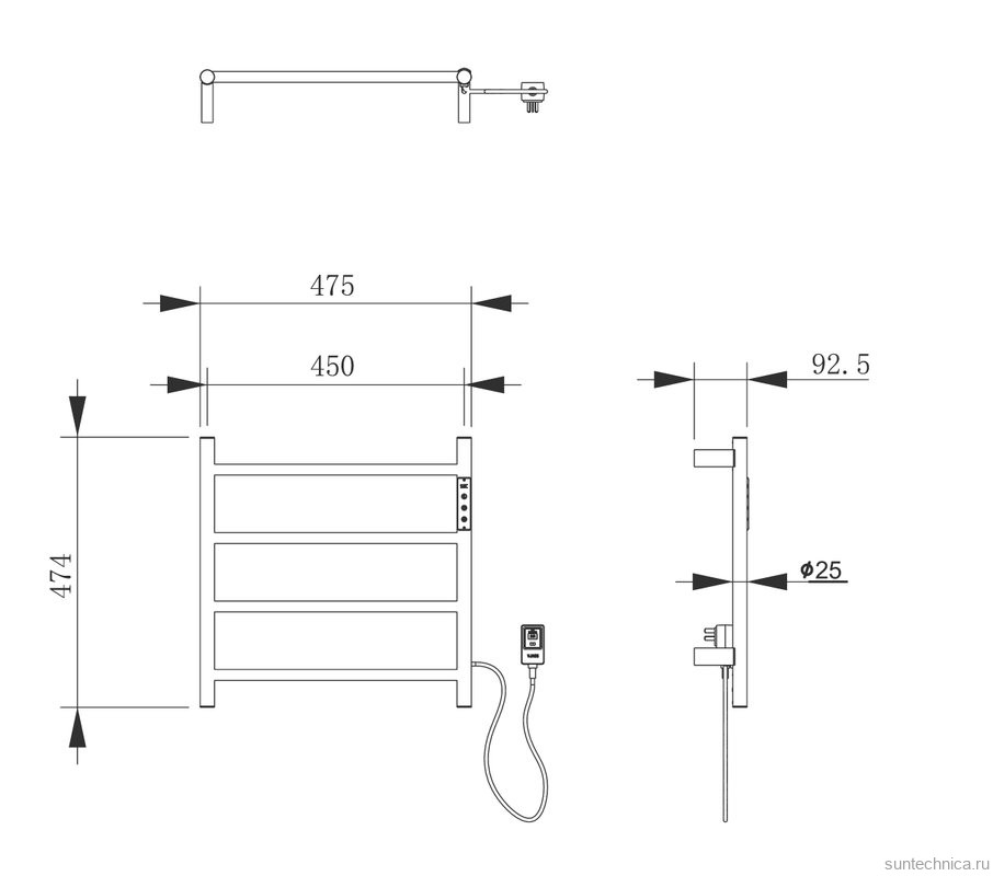 Полотенцесушитель электрический Wonzon & Woghand WW-AL404-BR брашированный никель