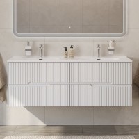 Тумба с раковиной Cezares Duet 140 bianco lucido, раковина Cezares CZR-8095-140-2 двойная