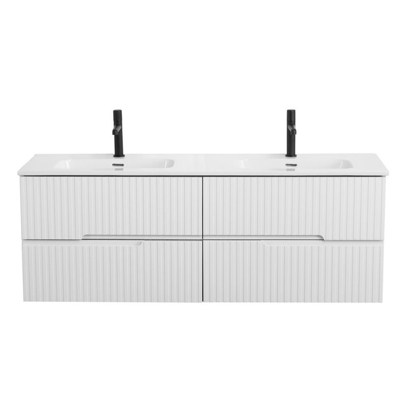 Тумба с раковиной Cezares Duet 140 bianco lucido, раковина Cezares CZR-8095-140-2 двойная