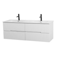 Тумба с раковиной Cezares Duet 140 bianco lucido, раковина Cezares CZR-8095-140-2 двойная