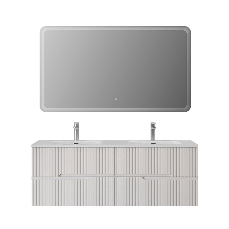 Тумба с раковиной Cezares Duet 140 bianco lucido, раковина Cezares CZR-8095-140-2 двойная