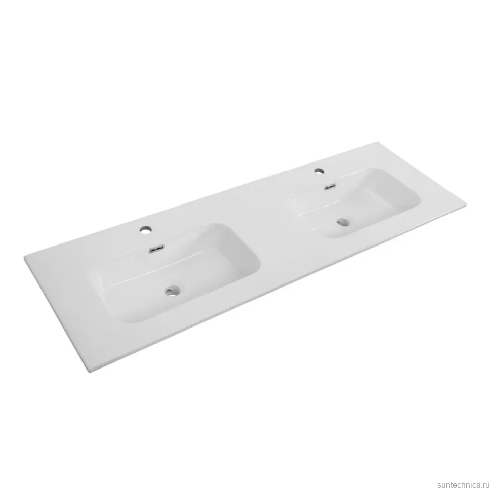 Тумба с раковиной Cezares Duet 140 bianco lucido, раковина Cezares CZR-8095-140-2 двойная