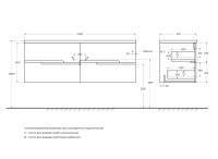Тумба с раковиной Cezares Duet 140 bianco lucido, раковина Cezares CZR-8095-140-2 двойная