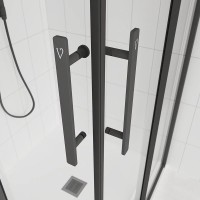 Душевой уголок Veconi Evo 300 B 100х100 см, профиль матовый черный, стекло тонированное матовое