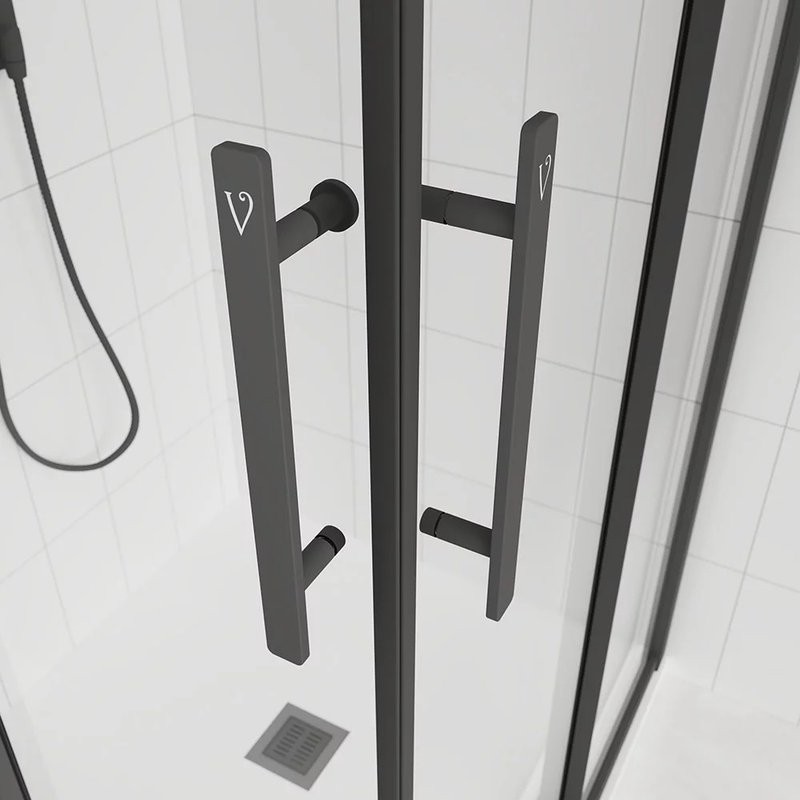 Душевой уголок Veconi Evo 300 B 100х100 см, профиль матовый черный, стекло тонированное матовое