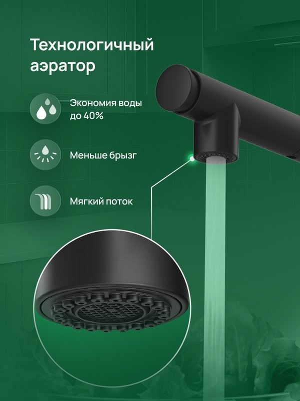 Смеситель для кухни Domaci Римини D569218BK черный